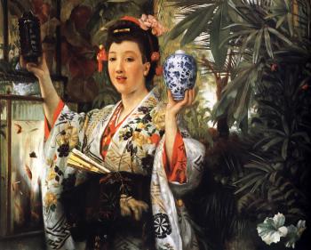 詹姆斯 蒂索 Young Lady Holding Japanese Objects